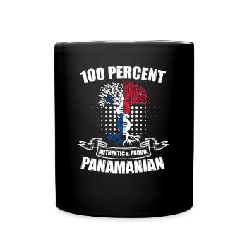 Panama 100 Percent Authentic & Proud Panamanian - Full Colour Mug - black - Front