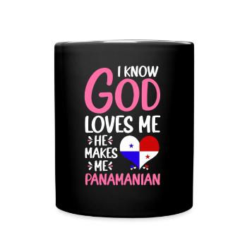 God loves me Panamanian Panamanian Homeland - Full Colour Mug - black - Front