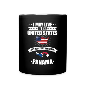 Lebe United States Meine Story Beginnt Panama - Tasse einfarbig - Schwarz - Vorne