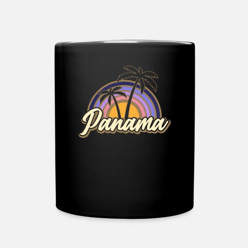 Panama Vintage Sunset Panamanian Palmen Wildness - Tasse einfarbig - Schwarz