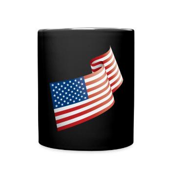 Flag of the USA in the wind - Full Colour Mug - black - Front
