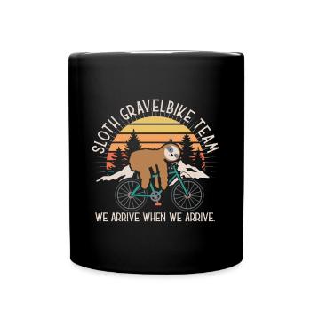 Sloth Gravelbike Team Bike Bike Lazy Funny - Full Colour Mug - black - Front
