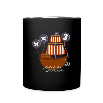 3 Years Young Birthday Motif Pirate Ship - Full Colour Mug - black - Front