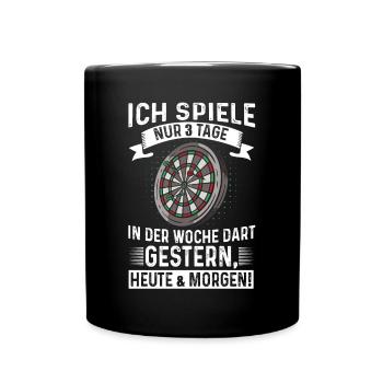 Dart Dartspielen Darttraining Spiele 3 Tage - Tasse einfarbig - Schwarz - Vorne