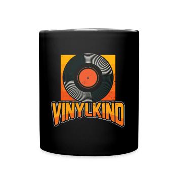 90er 80er Jahre Mottoparty Vinylkind Schallplatte - Tasse einfarbig - Schwarz - Vorne