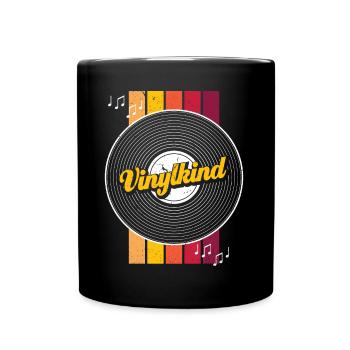 90er 80er Jahre Mottoparty Vinylkind Schallplatte - Tasse einfarbig - Schwarz - Vorne