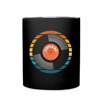 90er 80er Jahre Mottoparty Vinylkind Schallplatte - Tasse einfarbig - Schwarz - Vorne