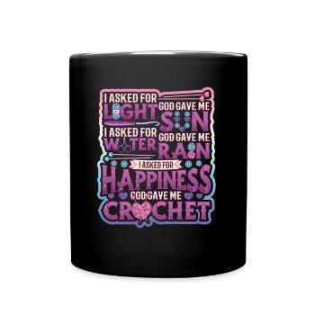 Crochet Lucky Yarns - Full Colour Mug - black - Front