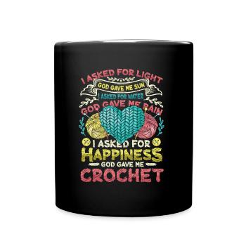 Crochet Lucky Yarns - Full Colour Mug - black - Front