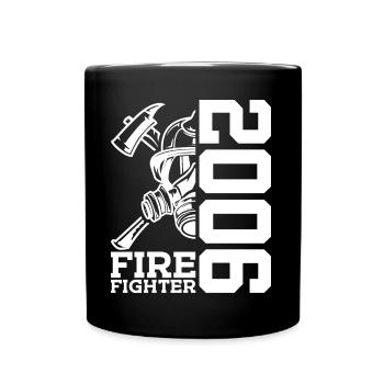 20. GEBURTSTAG FEUERWEHR 2006 FEUERWEHRMANN - Tasse einfarbig - Schwarz - Vorne