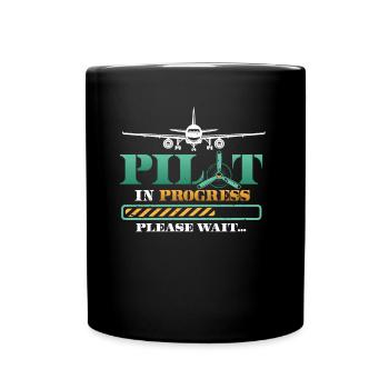 Pilot in progress, please wait, aircraft training - Full Colour Mug - black - Front