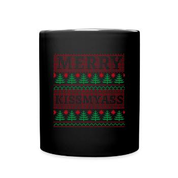 Merry Kissmyass Ugly Christmas Weihnachtsgeschenk - Tasse einfarbig - Schwarz - Vorne