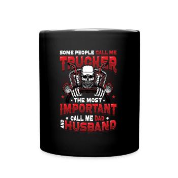 Trucker Husband Truck Driver Dad - Tasse einfarbig - Schwarz - Vorne