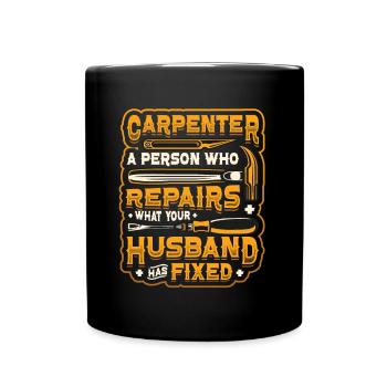 Funny Woodworking Carpenter - Full Colour Mug - black - Front
