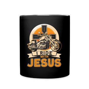 Motorcyclist Chopper Faith Gift - Full Colour Mug - black - Front