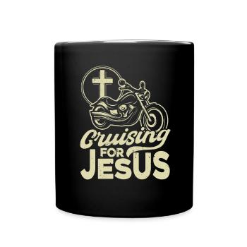 Faith Christian Motorcyclist Gift - Full Colour Mug - black - Front