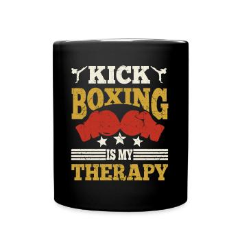 Kickboxing Is My Therapy Boxing Gloves Gift Idea - Tasse einfarbig - Schwarz - Vorne