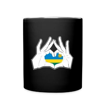 Ruanda Hand Herz Flagge - Tasse einfarbig - Schwarz - Vorne