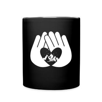 Abfahrt Skifahren Herz Hand Hände Liebe - Tasse einfarbig - Schwarz - Vorne