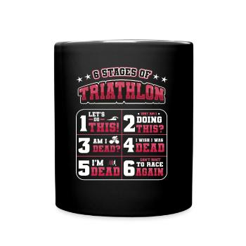 6 stages of triathlon - Full Colour Mug - black - Front