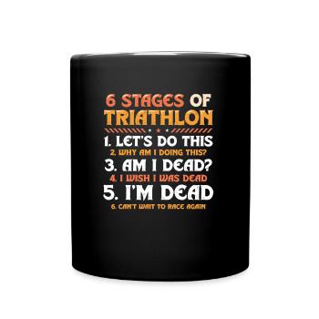 6 stages of triathlon - Full Colour Mug - black - Front