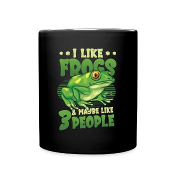 J’aime les grenouilles et peut-être 3 personnes - Mug uni - noir - Devant