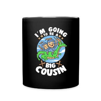 Going To Be A Big Cousin Knight & Dragon Boys - Full Colour Mug - black - Front