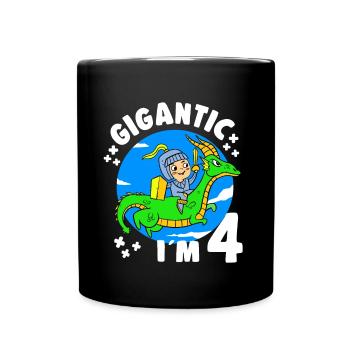 4th B-Day Party Gigantic at 4 Years Old Birthday - Full Colour Mug - black - Front