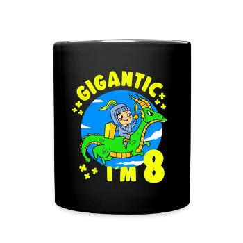 8 Years Old Birthday Knight Dragon 8th B-Day Party - Full Colour Mug - black - Front