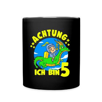 5. Geburtstag Junge Ritter Geburtstagsmotiv Idee - Tasse einfarbig - Schwarz - Vorne