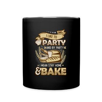 Stay at home and bake, hobby bakers - Full Colour Mug - black - Front