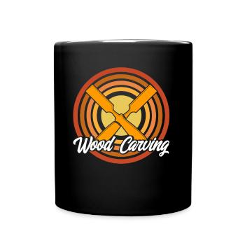 Holzschnitzerei Schreiner Holzbearbeitung Geschenk - Tasse einfarbig - Schwarz - Vorne