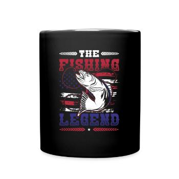 The Fishing Legend, Angler, American Flag - Full Colour Mug - black - Front