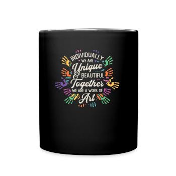 Ensemble, nous sommes une œuvre d’art, enseignante préscolaire - Mug uni - noir - Devant