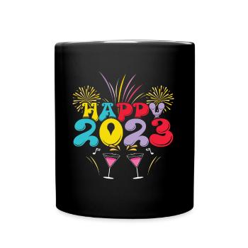 Rétro Nouvel An 2023 Bonjour 2023 Groovy Nouvel An - Mug uni - noir - Devant