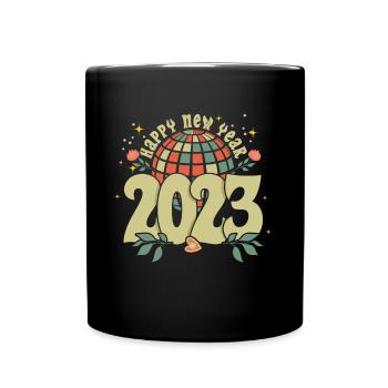 Rétro 2023 Hello 2023 Groovy New Year Vintage - Mug uni - noir - Devant