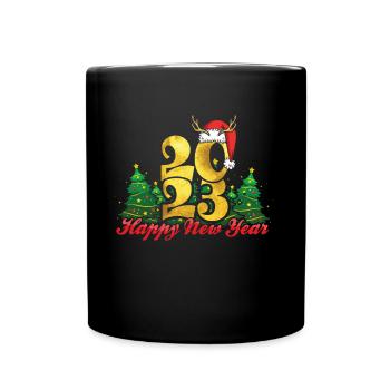 Christmas Happy New Year 2023 Hello 2023 New Year - Full Colour Mug - black - Front