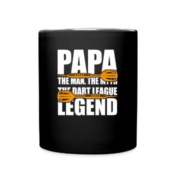 Papa Mann Mythos Dart Legende Dartspieler Vater - Tasse einfarbig - Schwarz - Vorne