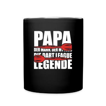 Papa Mann Mythos Dart Legende Dartspieler Vater - Tasse einfarbig - Schwarz - Vorne