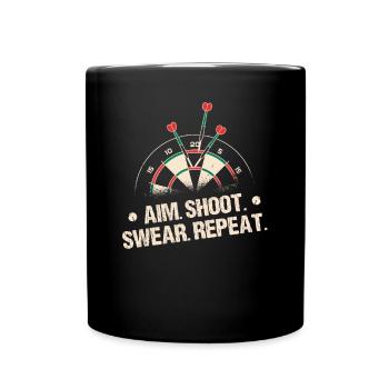 Aim Shoot Swear Repeat Darts Player Dartboard - Full Colour Mug - black - Front
