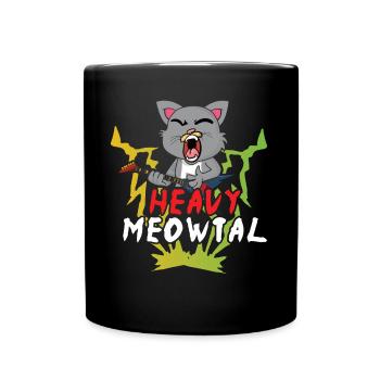 Cute Cat Heavy Meow Metal Music Lover Guitar - Tasse einfarbig - Schwarz - Vorne