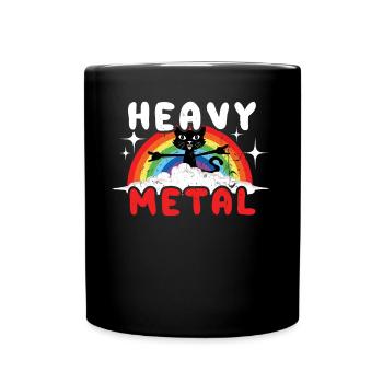 Rainbow Cat Kawaii Heavy Meow Metal Music Lover - Tasse einfarbig - Schwarz - Vorne