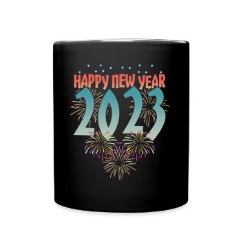 Fireworks Happy New Year 2023 New Year - Tasse einfarbig - Schwarz - Vorne