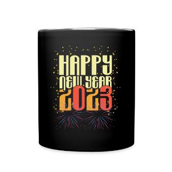 Party Fireworks Happy New Year 2023 New Year - Tasse einfarbig - Schwarz - Vorne