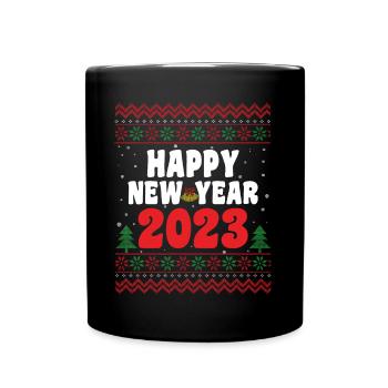 Ugly Christmas Happy New Year 2023 Hello New Year - Tasse einfarbig - Schwarz - Vorne