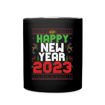 Happy New Year 2023 Hello New Year Ugly Christmas - Tasse einfarbig - Schwarz - Vorne