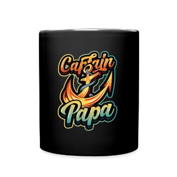 Kapitän Papa Bootfahren - Tasse einfarbig - Schwarz - Vorne
