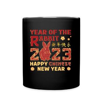 Flower Year Of Rabbit 2023 Happy Chinese New Year - Tasse einfarbig - Schwarz - Vorne