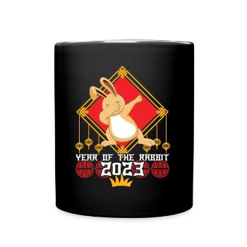 Kawaii Dab Rabbit Chinese New Year 2023 New Year - Full Colour Mug - black - Front