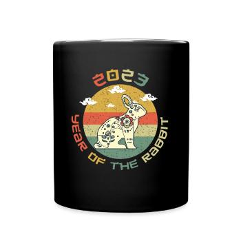 Retro Chinese New Year Rabbit 2023 Happy New Year - Tasse einfarbig - Schwarz - Vorne